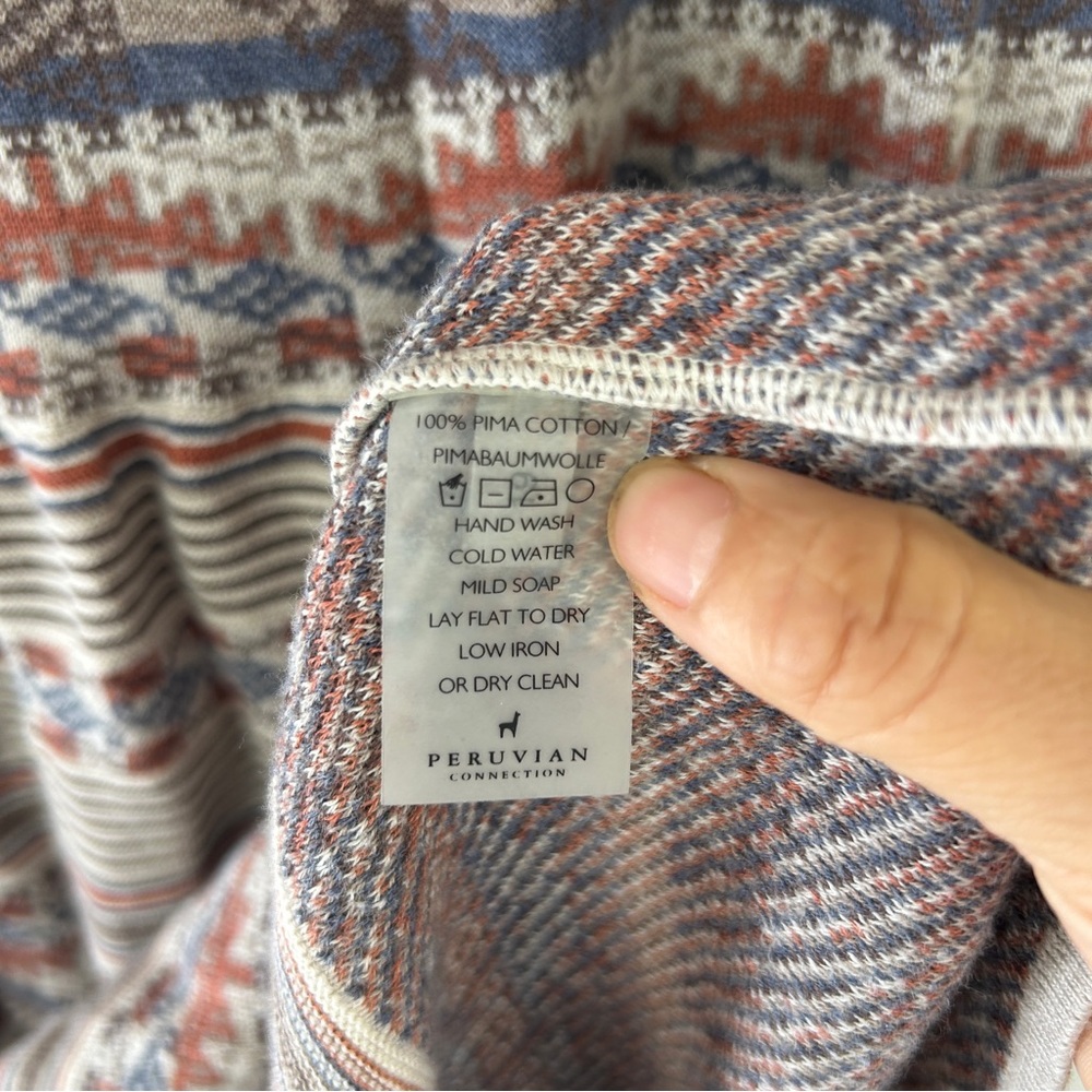 Peruvian Connection geometric jacquard stripe pima sweater dress size S/M READ - Picture 7 of 8